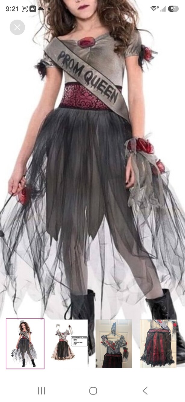 California Costumes Zombie Prom Queen Womens Costume Black & Silver New Still